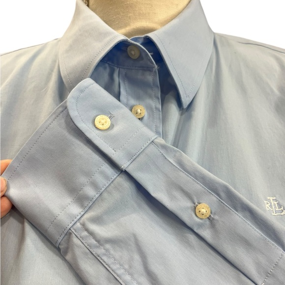 Lauren Ralph Lauren Stretch Non-Iron Button Down Shirt Blue Size Medium - Picture 7 of 11